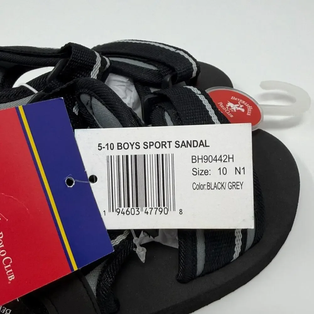 Beverly Hills Polo Club Boys Sport Sandals - Black/Gray - 10 - New with tags